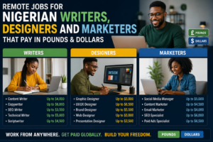 Remote Jobs For Nigerian Writers, Designers And Marketers That Pay In Pounds & Dollars