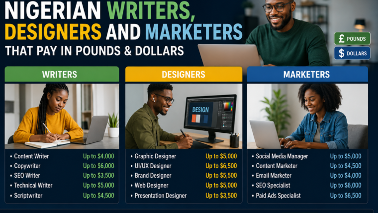 Remote Jobs For Nigerian Writers, Designers And Marketers That Pay In Pounds & Dollars